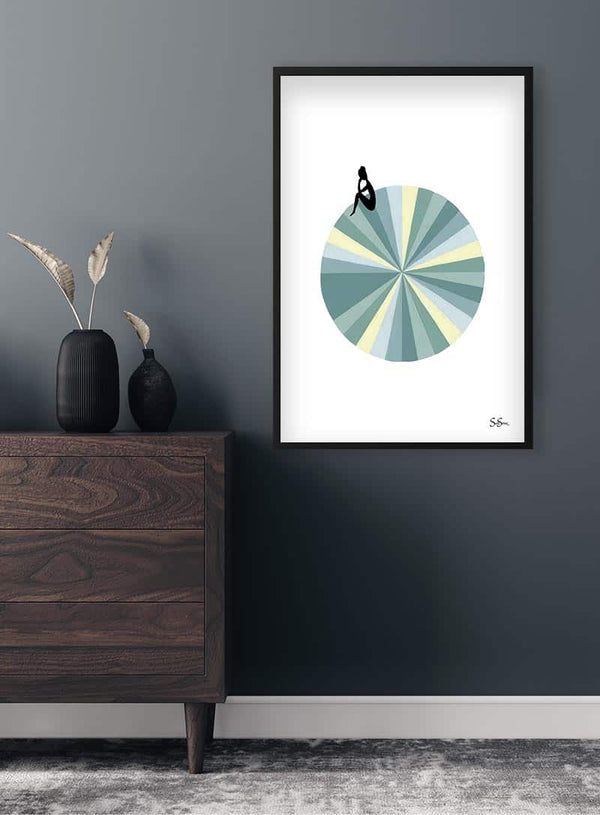 Sara Sonne - blå Kunstplakat