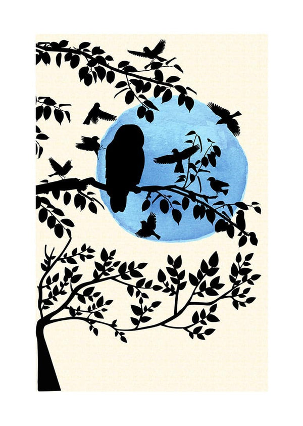 Vintermorgen og fugle plakat