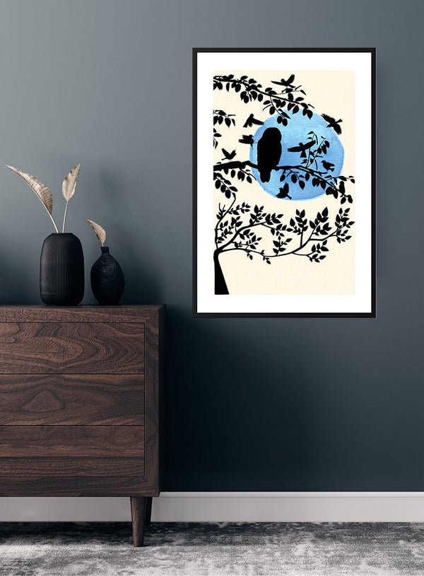 Vintermorgen og fugle plakat