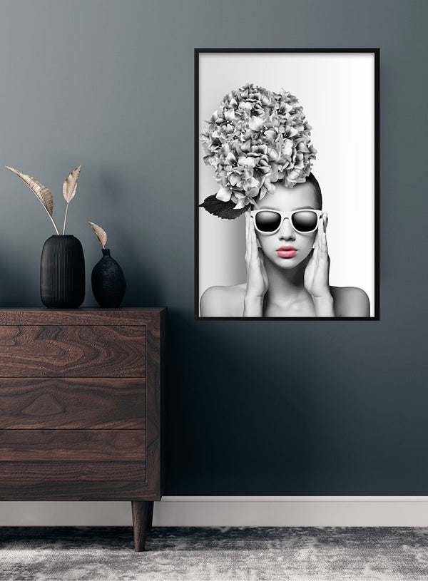 Blomsterpige med solbriller 2 plakat