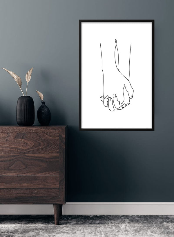Kunstplakat med hænder i hånden