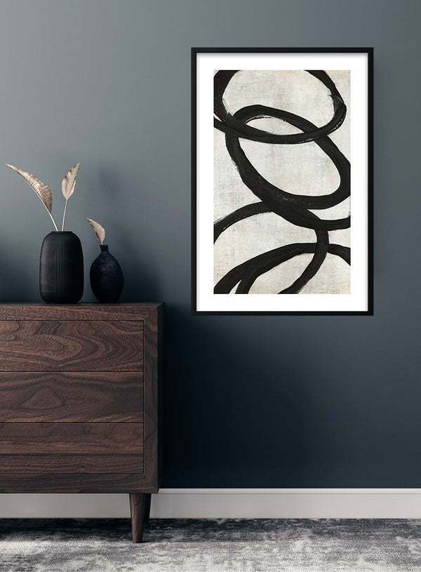 Sort cirkel kunstplakat