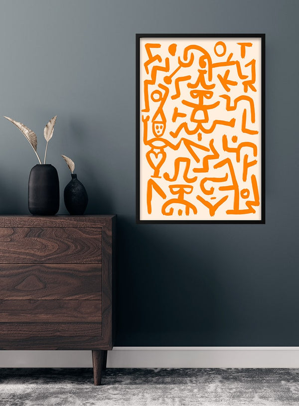 Paul Klee orange kunst plakat til stuen