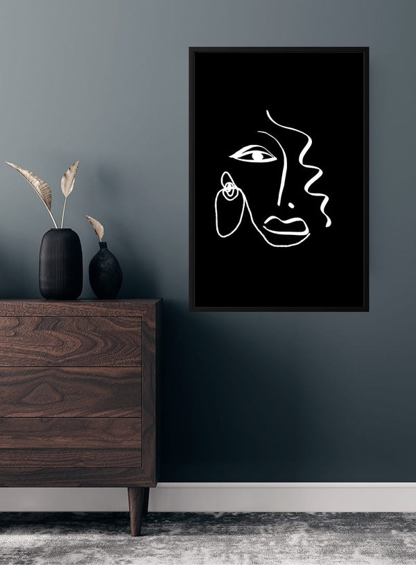 Line art ansigt minimalistisk kunstposter