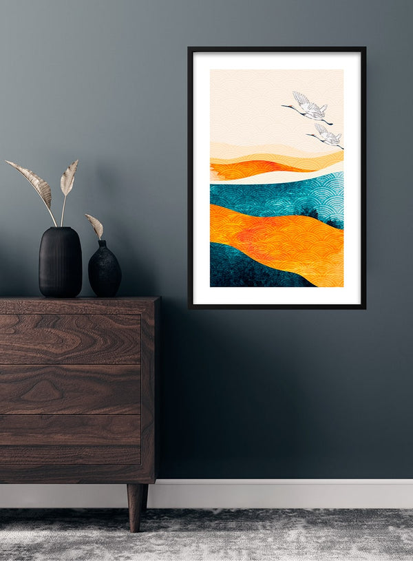 japanske kraner #2 kunstplakat