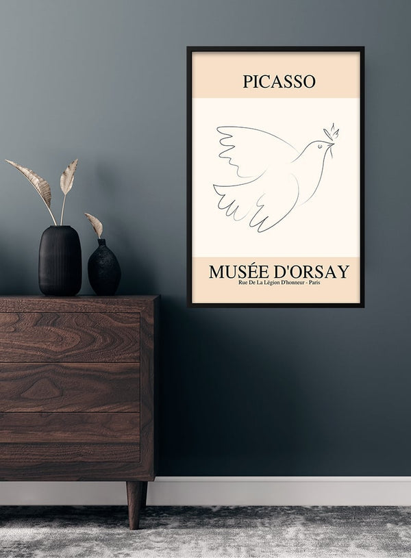 Picasso-inspireret plakat med fredsfugl