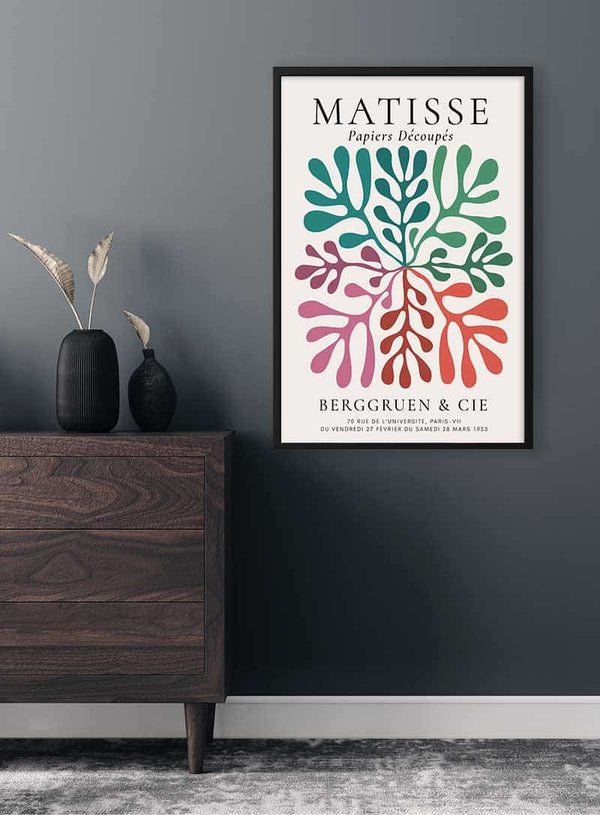 Matisse-inspireret plakat med farverig koral
