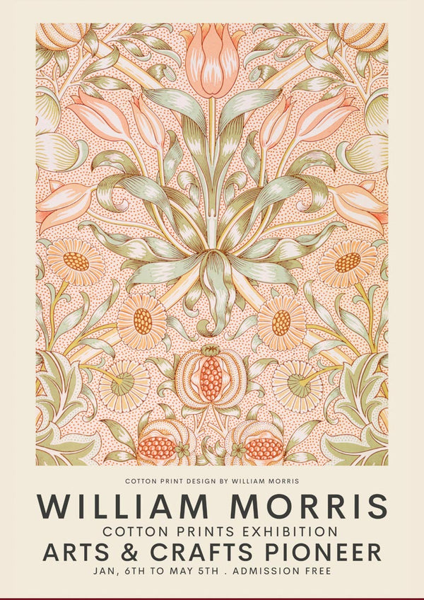 William Morris - Lyserød udstillingsplakat