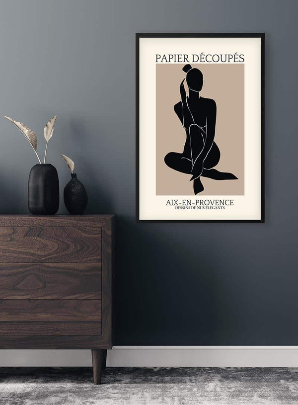 Fransk kunst inspireret Papier Decoupe plakat