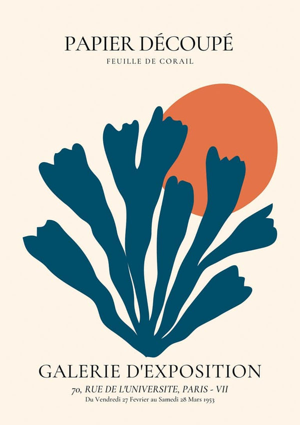 Blå Koral Decoupe Plakat