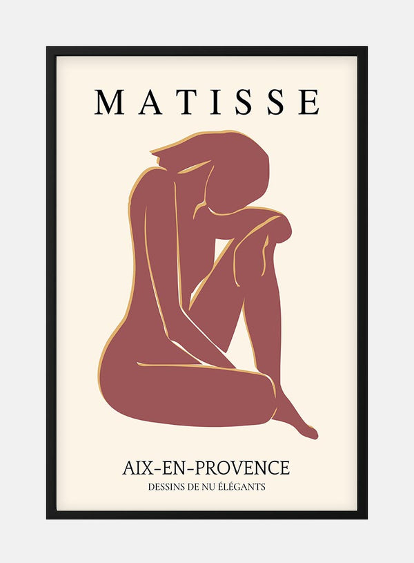 Matisse-inspireret plakat med udskæring i rød
