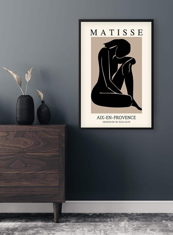 Matisse-inspireret sort nøgen plakat