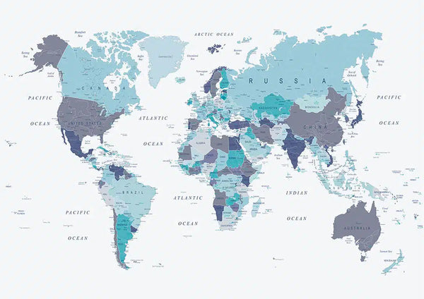 Blå Verdenskort-plakat