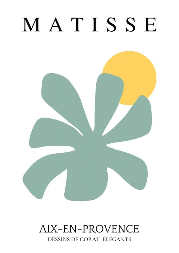 Matisse-inspireret plakat med grønne blomster