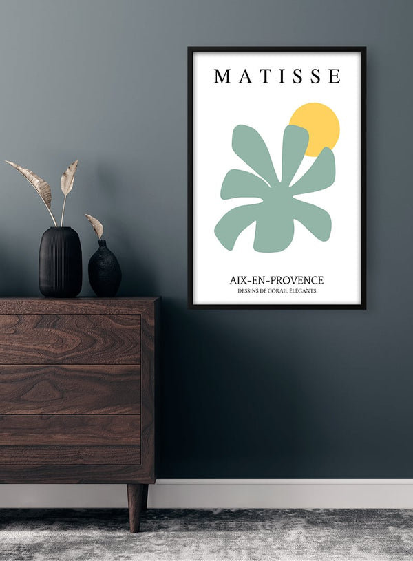 Matisse-inspireret plakat med grønne blomster
