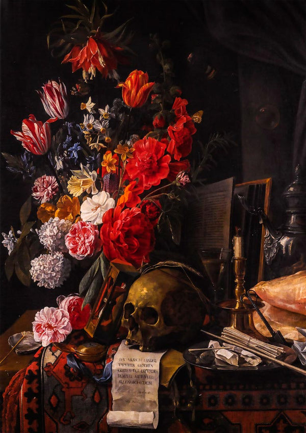 Kranie og blomster vintage plakat