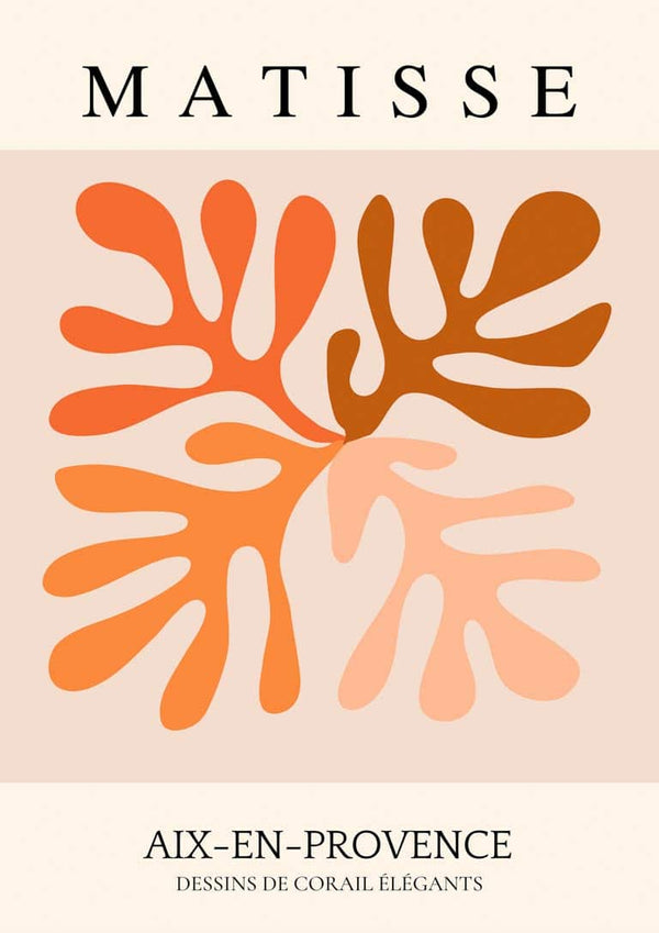 Matisse-inspireret orange blomsterplakat