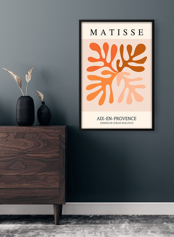 Matisse-inspireret orange blomsterplakat
