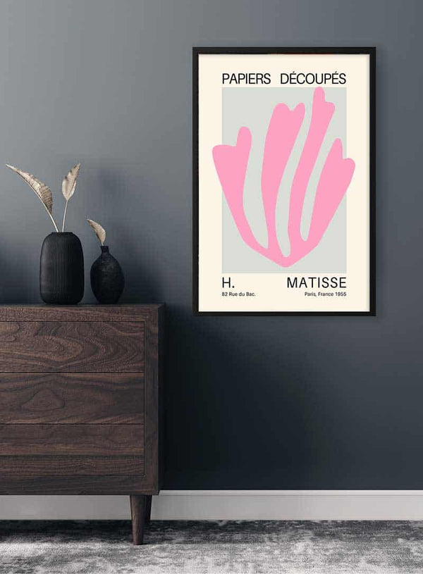 Matisse-inspireret plakat med lyserød koral