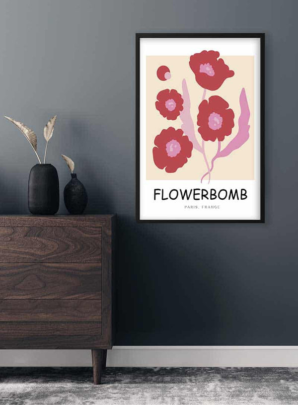 Rød Flowerbomb Paris Plakat