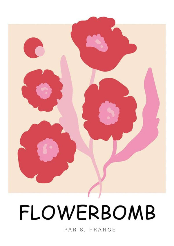 Rød Flowerbomb Paris Plakat