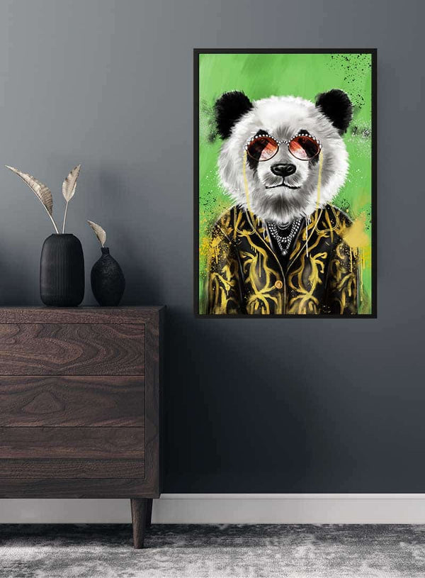 Panda med guldjakke Plakat