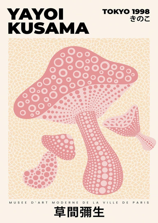 Yayoi Kusama lyserød svampeplakat