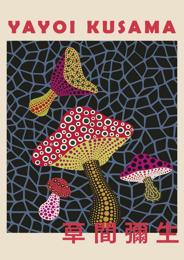 Yayoi Kusama Rød Svampe Plakat