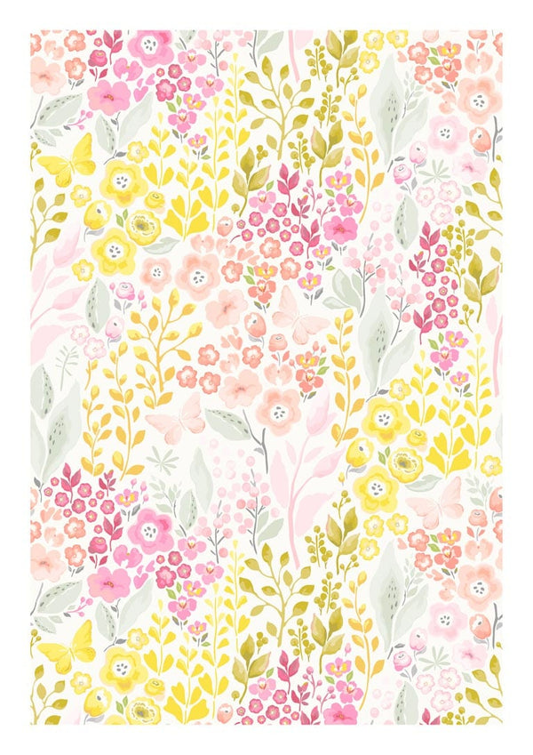 Lyserøde og gule blomster Plakat