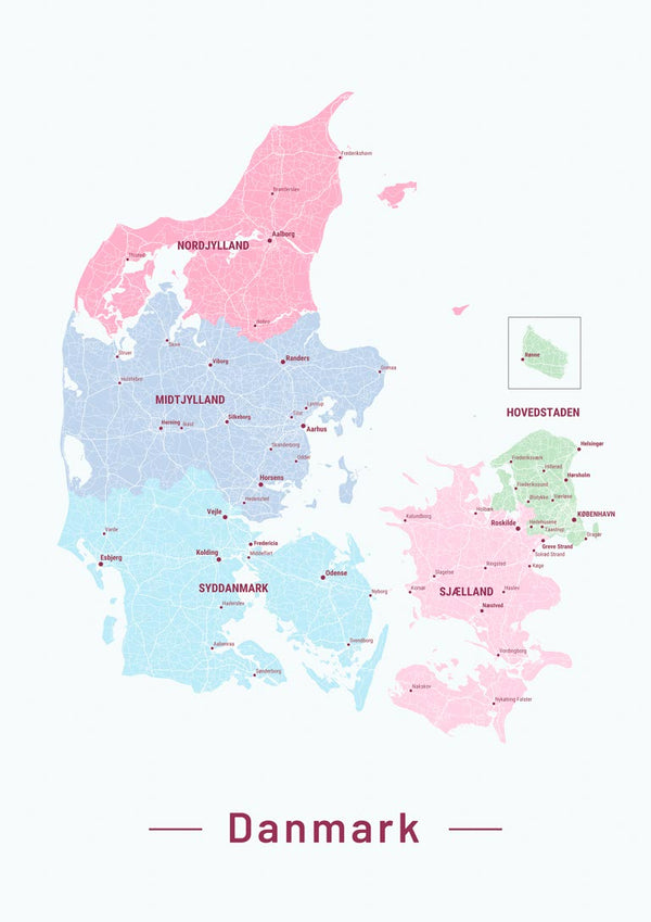 Danmarkskort nr. 01 plakat