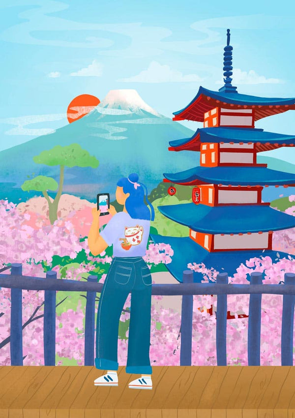 Japansk Fuji-bjergplakat