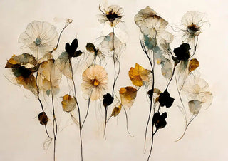 Elegant arrangement of delicate dried flowers in soft beige, gold, and black tones for Dry Flower Bouquet - Treechild.