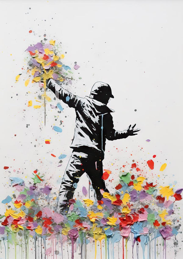 Blomsterkaster - Banksy-inspireret plakat