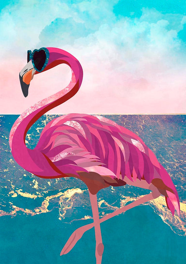 Flamingo går til stranden