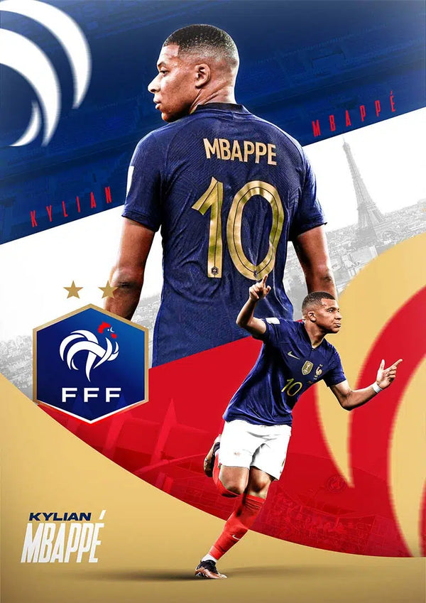 Kylian Mbappé fodboldplakat