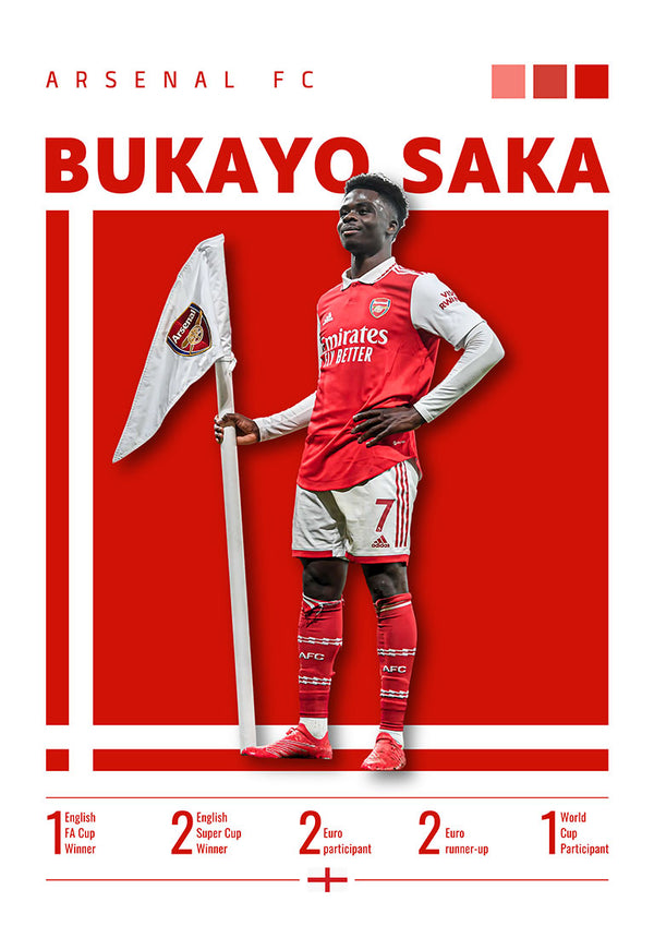 Bukayo Saka - Arsenal fodboldplakat