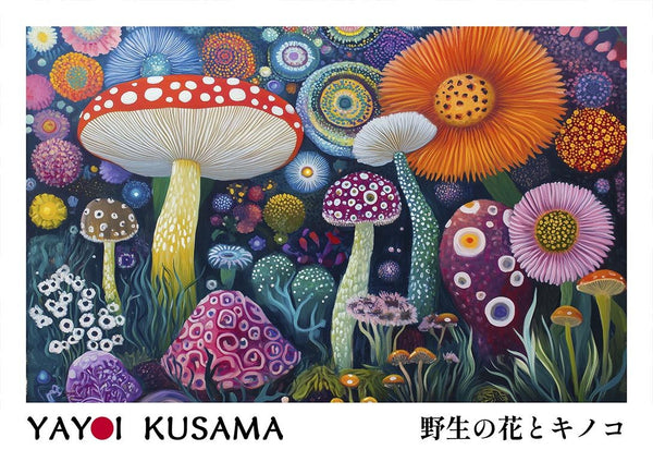Svampe og blomster 01 - Kusama Plakat