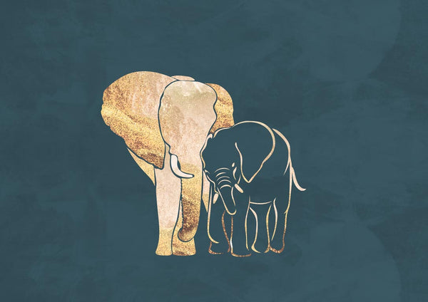 Guld Elefant mor baby - Sarah Manovski