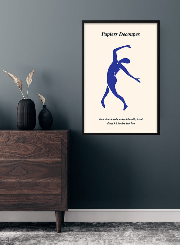 Matisse-inspireret plakat med blå danser