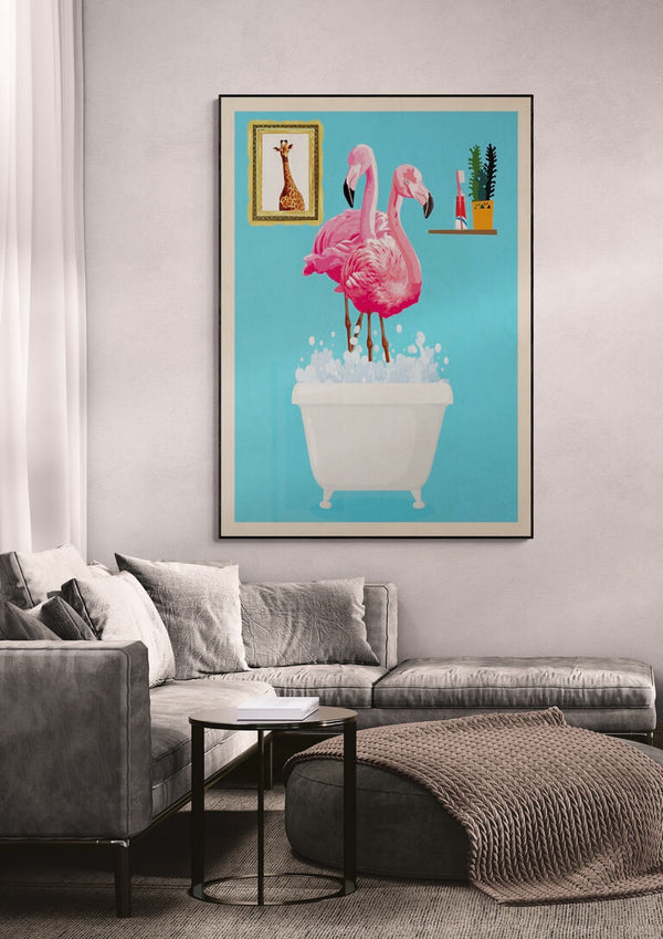 Flamingos In Bath - Wallchart
