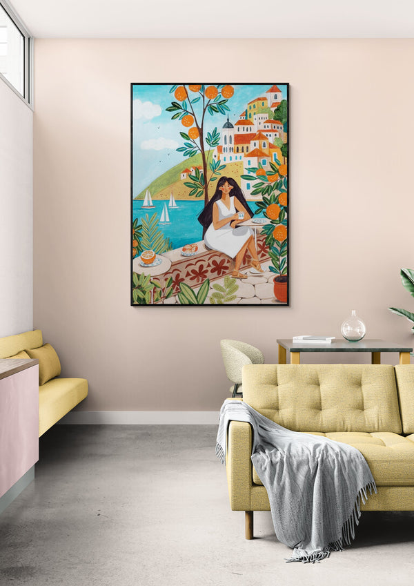 kvinde ved Middelhavskysten