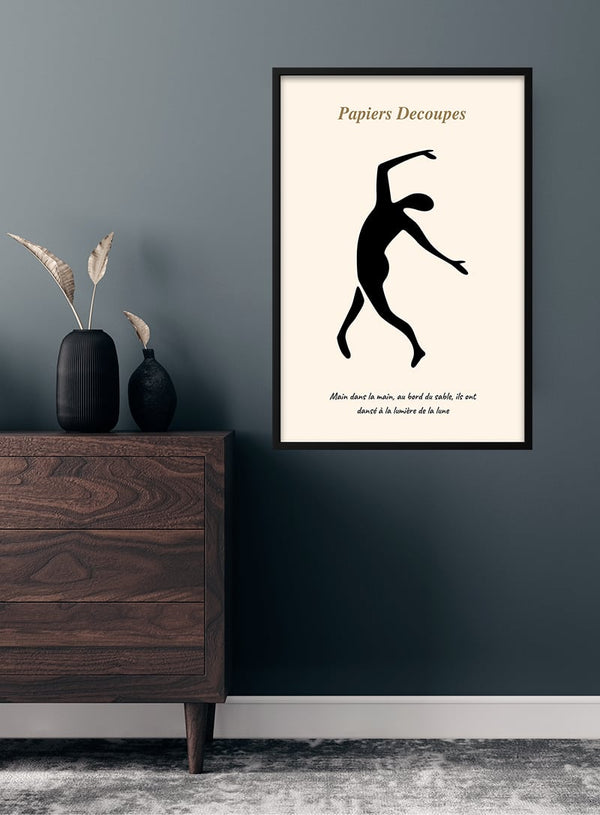 Fransk kunstinspireret plakat med sort danser