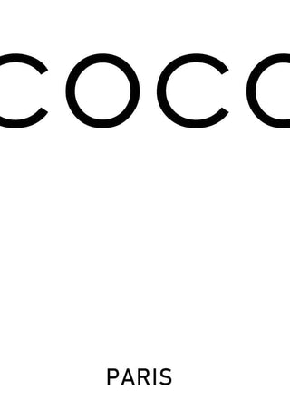 Minimalist White COCO poster with large black "COCO" text and smaller "PARIS" at the bottom.