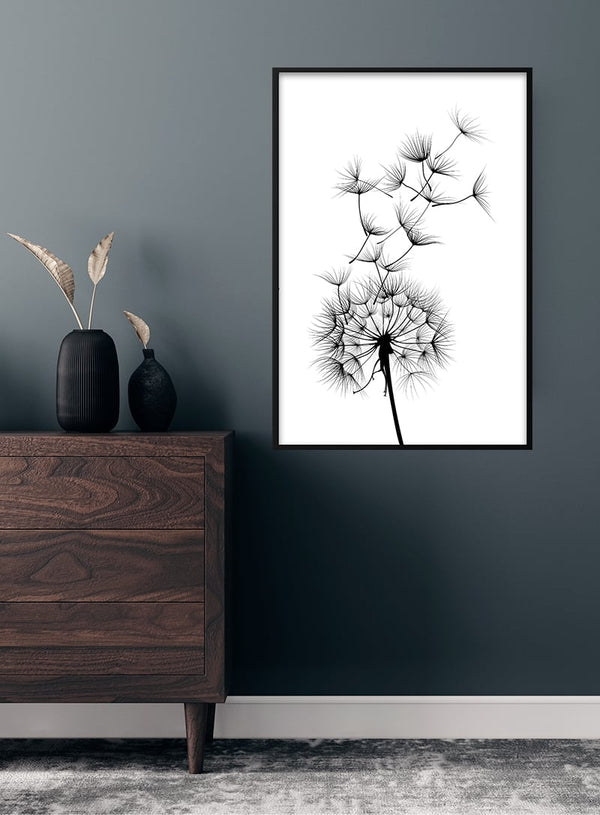 Plakat med sort mælkebøtteblomst