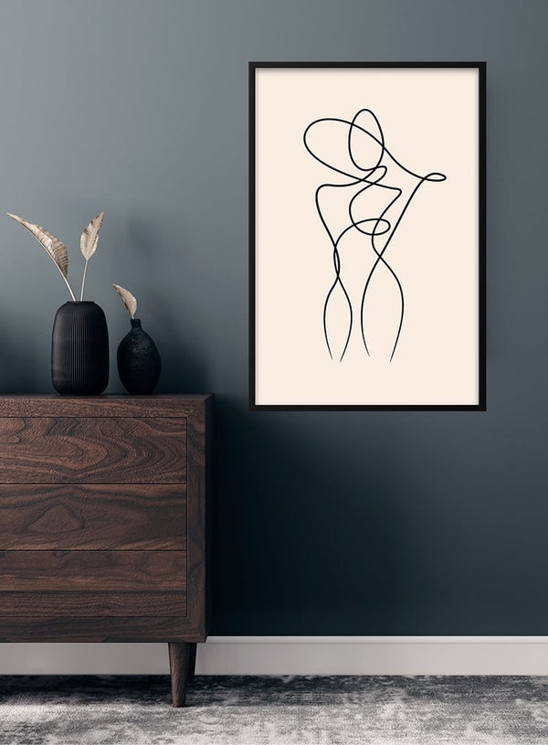Line art kvinde #2 kunst plakat