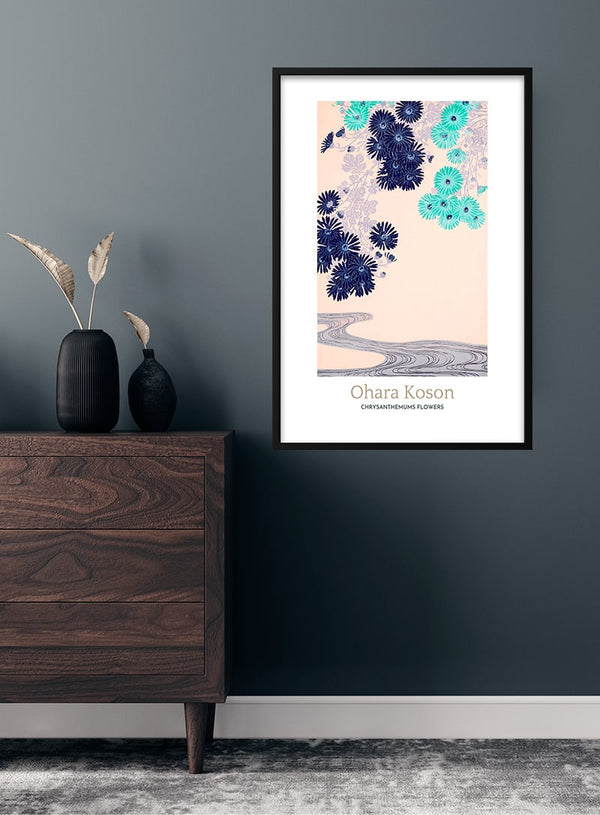 Krysantemum blomster af Ohara Koson japansk kunstplakat