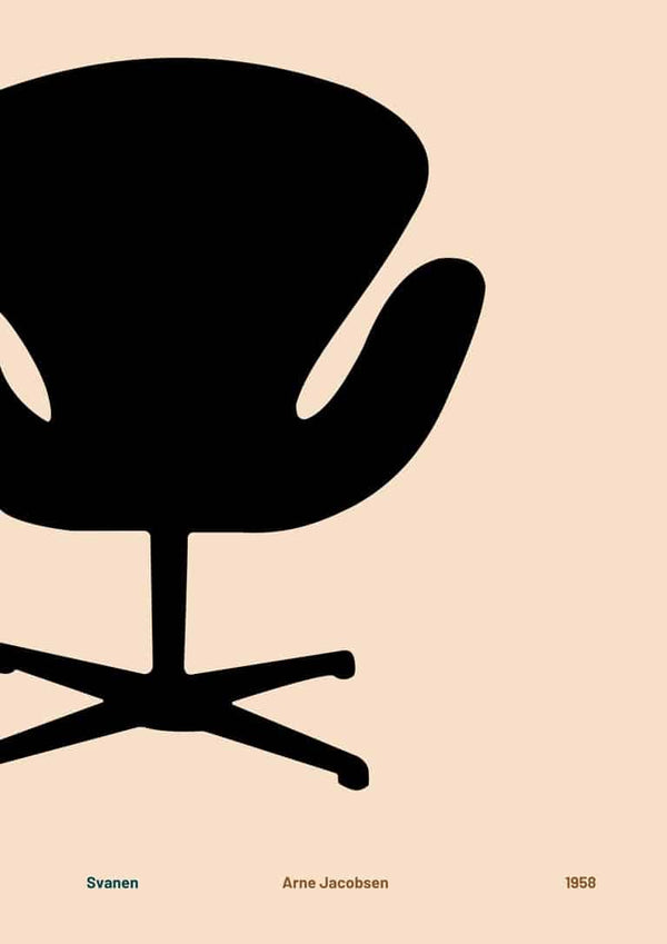 Svanen af ​​Arne Jacobsen som poster til stuen