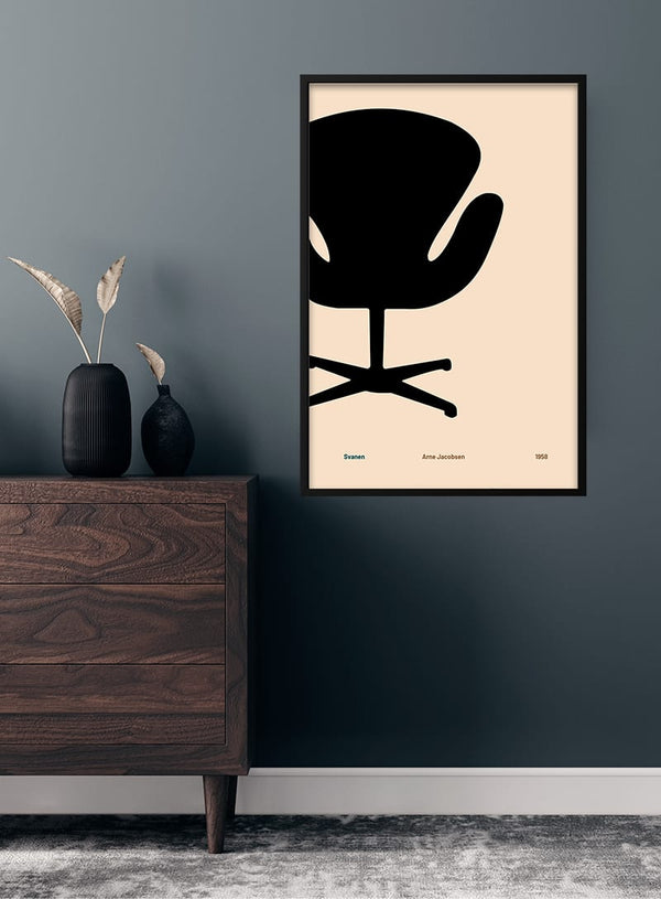 Svanen af ​​Arne Jacobsen som poster til stuen