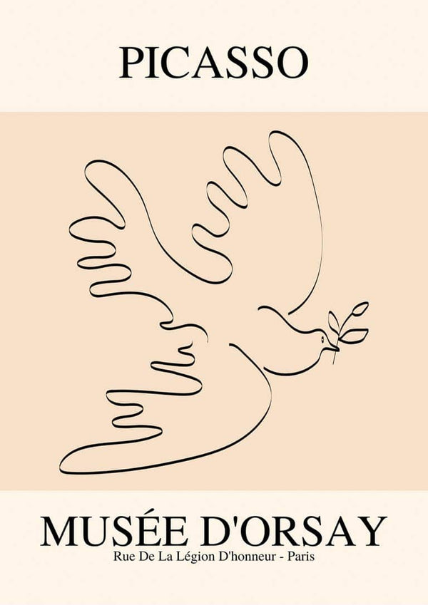 Picasso-inspireret plakat med fredsfuglemotiv