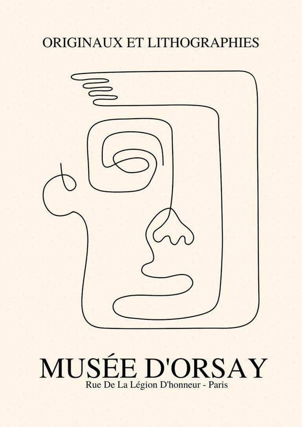 Picasso-inspireret plakat med ansigtsaftryk